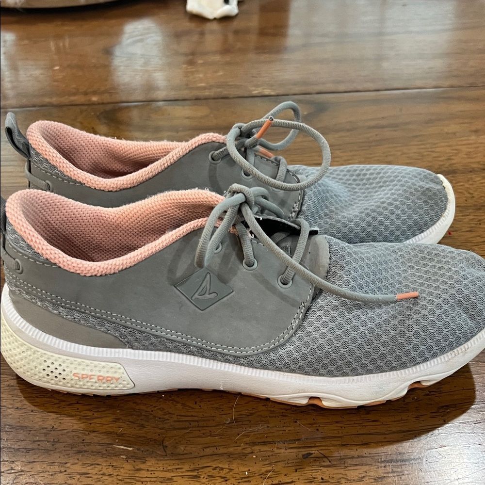 Sperry Top-Sider Fathom Women's Gray Pink Mesh Lace Up Athletic Sneakers Size 8
